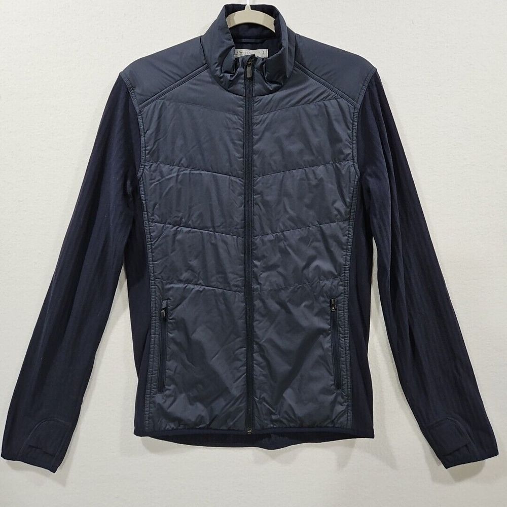 Icebreaker Descender Hybrid Mens Small Jacket Full Zip Merino Wool Navy Blue Mid